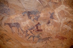 Cattle Rock Painting, One Knee in a Shelter Adorned in the Uweinat Massif, Sudan