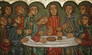 Saint-Samson Cathedral Main Altar Sculpture: The Last Supper (Claude Gruer 1980), Dol-de-Bretagne, France