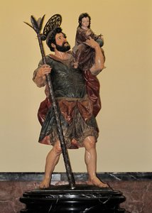 Saint Christopher - Polychrome statue, Baroque art by Unbekannter Künstler