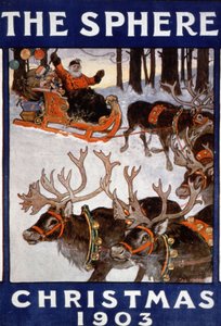 Santa Claus and his reindeer by Unbekannter Künstler