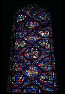 Scenes from the Life of Charlemagne (747-814) from the ambulatory, c.1215-35 (stained glass)