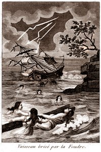 Ship broken by lightning by Unbekannter Künstler