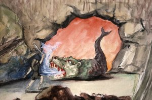 Siegfried slaying the dragon Fafner