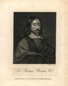 Sir Thomas Brown, English polymath and writer on science, medicine, religion and the esoteric, died 1682. Copperplate engraving from William Richard
