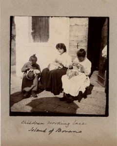 Small Trades: Young Girls Working Crochet (Embroiderers) on the Island of Burano, Venice (19th Century)