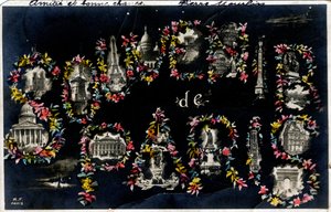 Souvenir of Paris with different city monuments - Postcard dated 1905