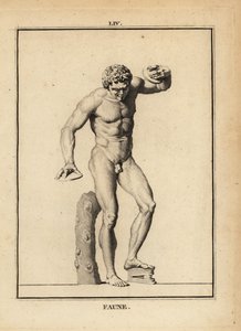Statue of a Faun at a Bacchanalian orgy with cymbals and scabellum by Unbekannt