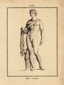 Statue of the Roman Emperor Marcus Aurelius, with orb and scepter