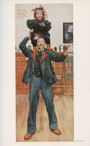 Swedish Illustrator Carl Larsson (1853-1919) with His Daughter Brita. Watercolour from 