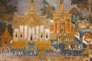 Silver Pagoda: This mural depicts scenes from the Reamker, the Cambodian version of the classic Hindu poem Ramayana, Phnom Penh, Cambodia by Unbekannt