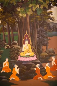 The Buddha preached His first sermon to the five monks