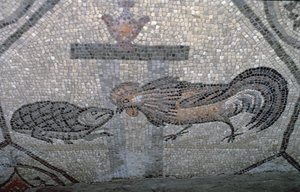 The Cock and the Tortoise, Detail from a Decorative Pavement Depicting Christian Images and Pagan Symbols