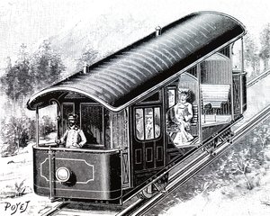 The Electric Car on the Vesuvius Funicular Railway by Unbekannt