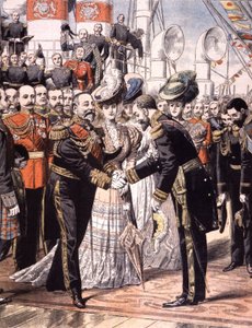 The French Vice Admiral Caillard Received by Edward VII (1904) by Unbekannter Künstler