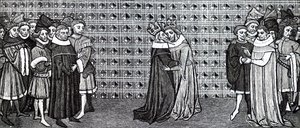 The meeting of King Edward III and King Philip V of France by Unbekannt