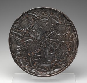 Tray with Cranes and Chrysanthemums