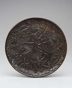 Tray with Cranes and Chrysanthemums