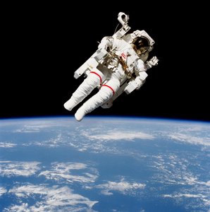US Astronaut Bruce McCandless using the Manned Maneuvering Unit