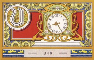 U: Uhr - Alphabet Palmin (Chromolithography, H. Schlinck & Cie, Hamburg)