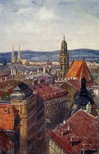 Vienna, Austria: Rooftop view of towers
