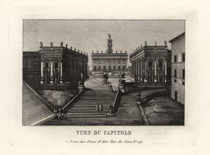 View of the Capitoline Hill, Piazza del Campidoglio, Palazzo Senatorio, Rome