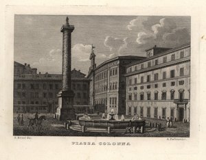 View of the Piazza Colonna with the Column of Marcus Aurelius, Rome