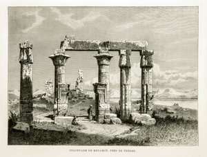 View of the Ruins of Medamot Temple near Thebes, Egypt - Illustration from the Atlas of Egypt