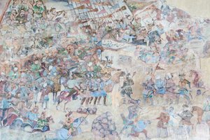 Wall paintings at Qeysarieh portal, Naqsh-e Jahan Imam square, Esfahan, Iran
