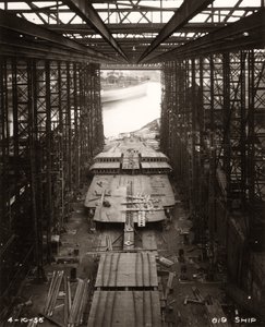 Work starts on the double bottom of Northbank at the shipyard of William Doxford & Sons, Sunderland, 4th October 1956