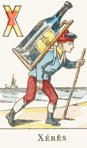 X: Sherry, A Boy Holding a Large Bottle of Wine - Games Alphabet, circa 1890 (engraving)