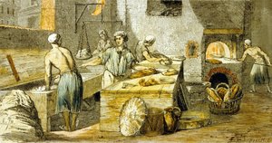 The baker in bakehouse by Unbekannter Künstler