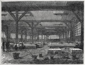 Glass factory: manufacturing a mirror by Unbekannter Künstler