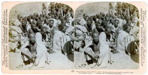 Boxer prisoners captured and brought in by the US 6th Cavalry, Tientsin, China, 1901 by Underwood and Underwood
