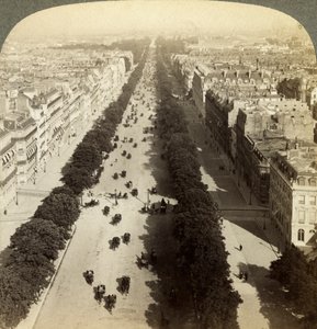Champs Elysees from the Arc de Triomphe, Paris, France by Underwood and Underwood