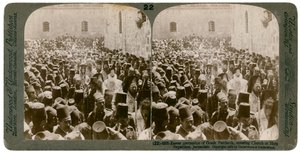 Easter Procession of the Greek Patriarch, Entering the Church of Holy Sepulchre, Jerusalem, 1903 by Underwood and Underwood
