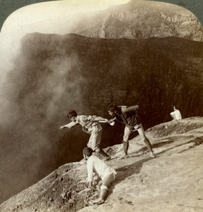 Gazing through sulphurous vapors into the crater