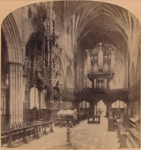 Interior of Exeter Cathedral, England by Underwood and Underwood