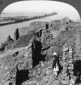 Kasr Qasr Ibrim and a View Down the Nile in Nubia, Egypt, 1905