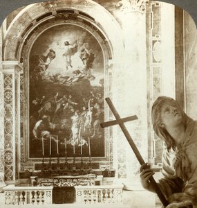 Mosaic above the Altar of Transfiguration, St Peters Basilica, Rome, Italy by Underwood and Underwood