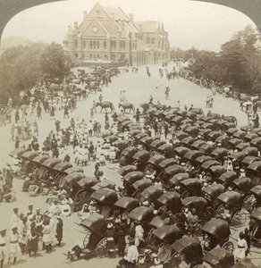 Rickshaws Before Christ Church, Simla, India by Underwood and Underwood