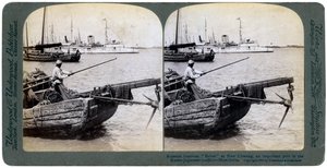 Russian Gunboat Bobre at New Chwang, Manchuria, Russo-Japanese War, 1904 by Underwood and Underwood