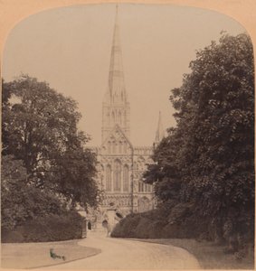 Salisbury Cathedral northwest front England, first great Church of the early English Style, 1900 by Underwood and Underwood