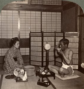 Summer evening meal at a hotel, Hiroshima, Japan by Underwood and Underwood