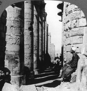 The Famous Colonnade in the Great Temple at Karnak, Thebes, Egypt by Underwood and Underwood