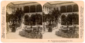 The inner court of a Damascus home, Syria, 1900 by Underwood and Underwood