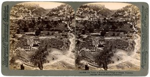 The Valley of Kedron and the Village of Siloam, Outside the Wall of Jerusalem, Palestine by Underwood and Underwood