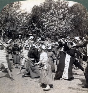 The Warlike Spirit of the Japanese Youth, Tokyo, Japan, 1896 by Underwood and Underwood