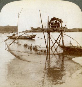 Toiler of the Sea, with His Curious Fishing Net, Bay of Matsushima, Japan by Underwood and Underwood