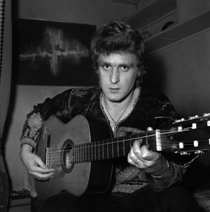 French Singer Christophe (Daniel Bevilacqua) painting a canvas at home, 18 November 1969 by Unknown