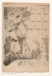 Woman Reading Behind a Table